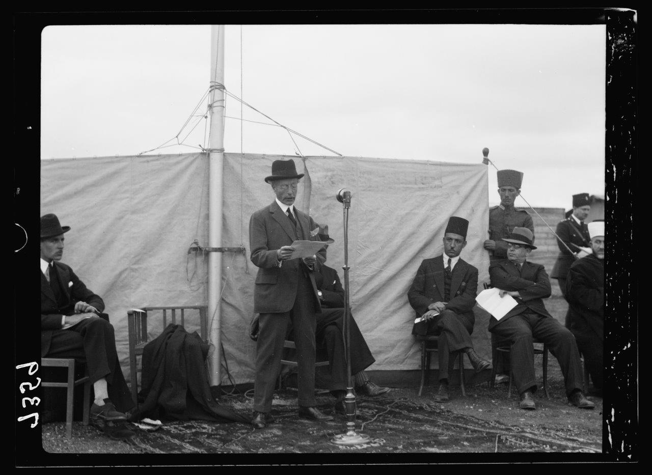 Arthur Wauchope delivering inaugural address, opening Palestine Broadcasting Service, March 30, 1936
