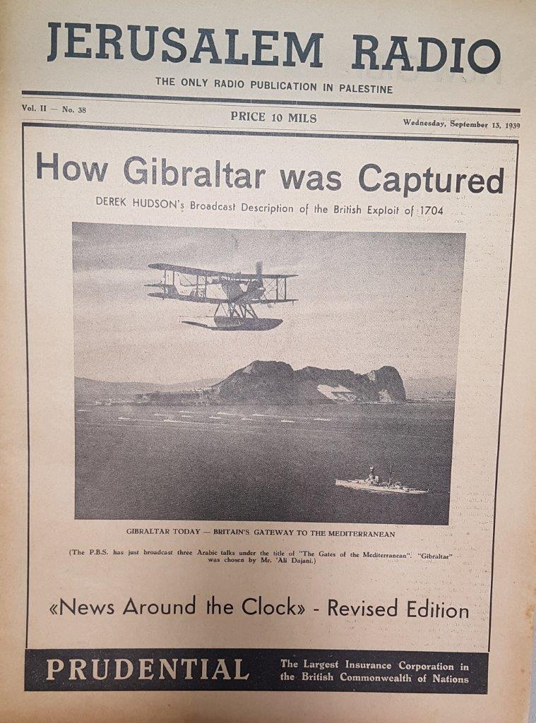 Jerusalem Radio: Vol.2 No.38, Friday, September15, 1939 Coverpage in English