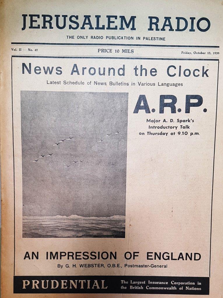 Jerusalem Radio: Vol.2 No.42, Friday, October 13, 1939 Coverpage in English