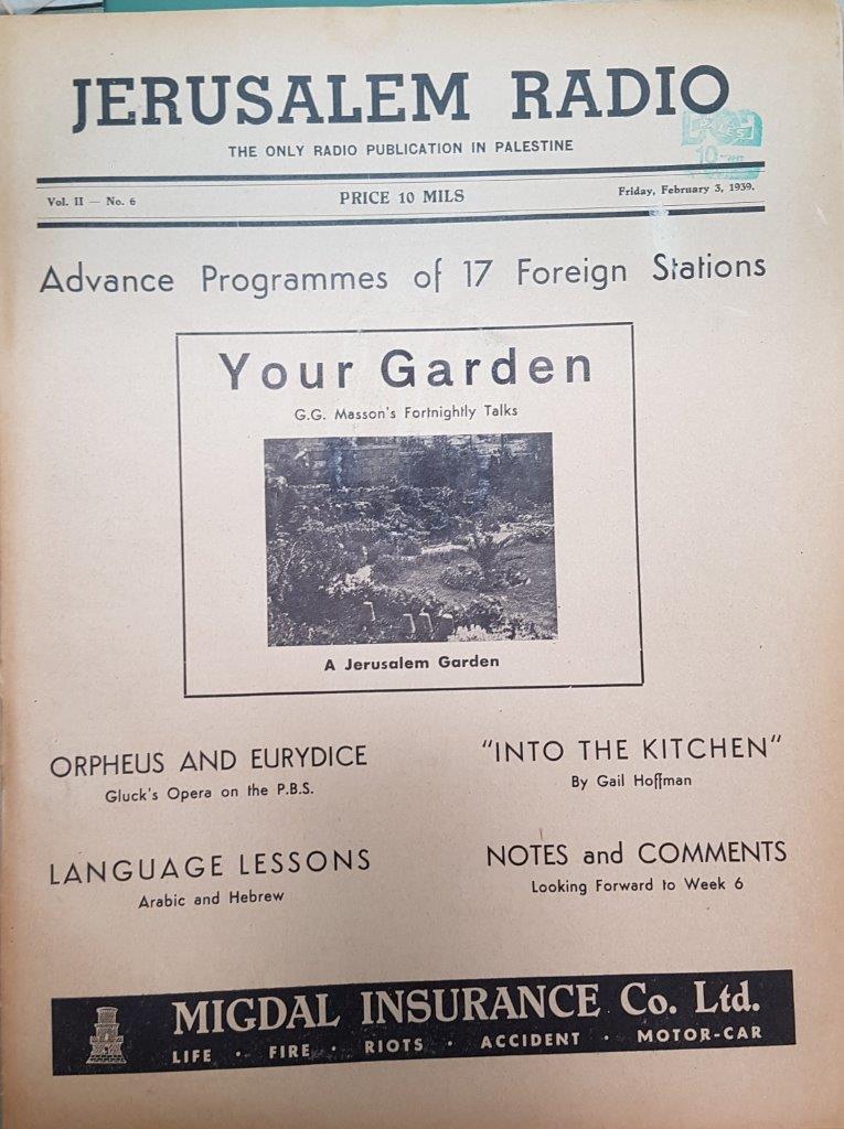 Jerusalem Radio: Vol.2 No.6, Friday, February 3, 1939 Coverpage in English