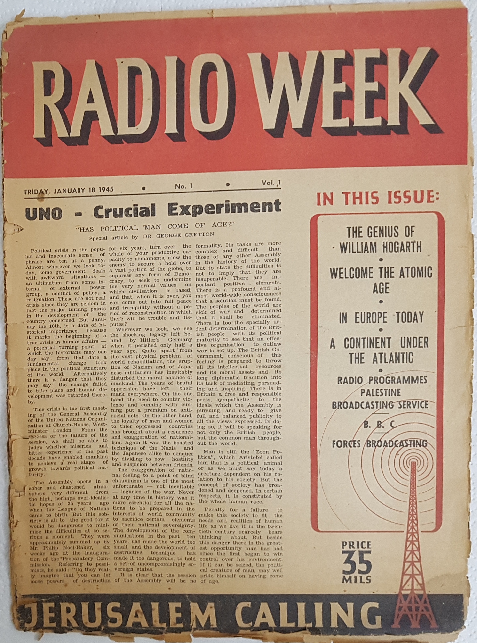 cover page of Radio Week  Vol 1, No 1, Friday, January 18, 1946