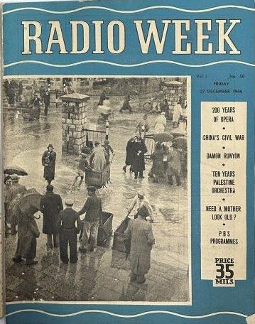 cover page of Radio Week  Vol 1, No. 50,  Friday, December 27, 1946
