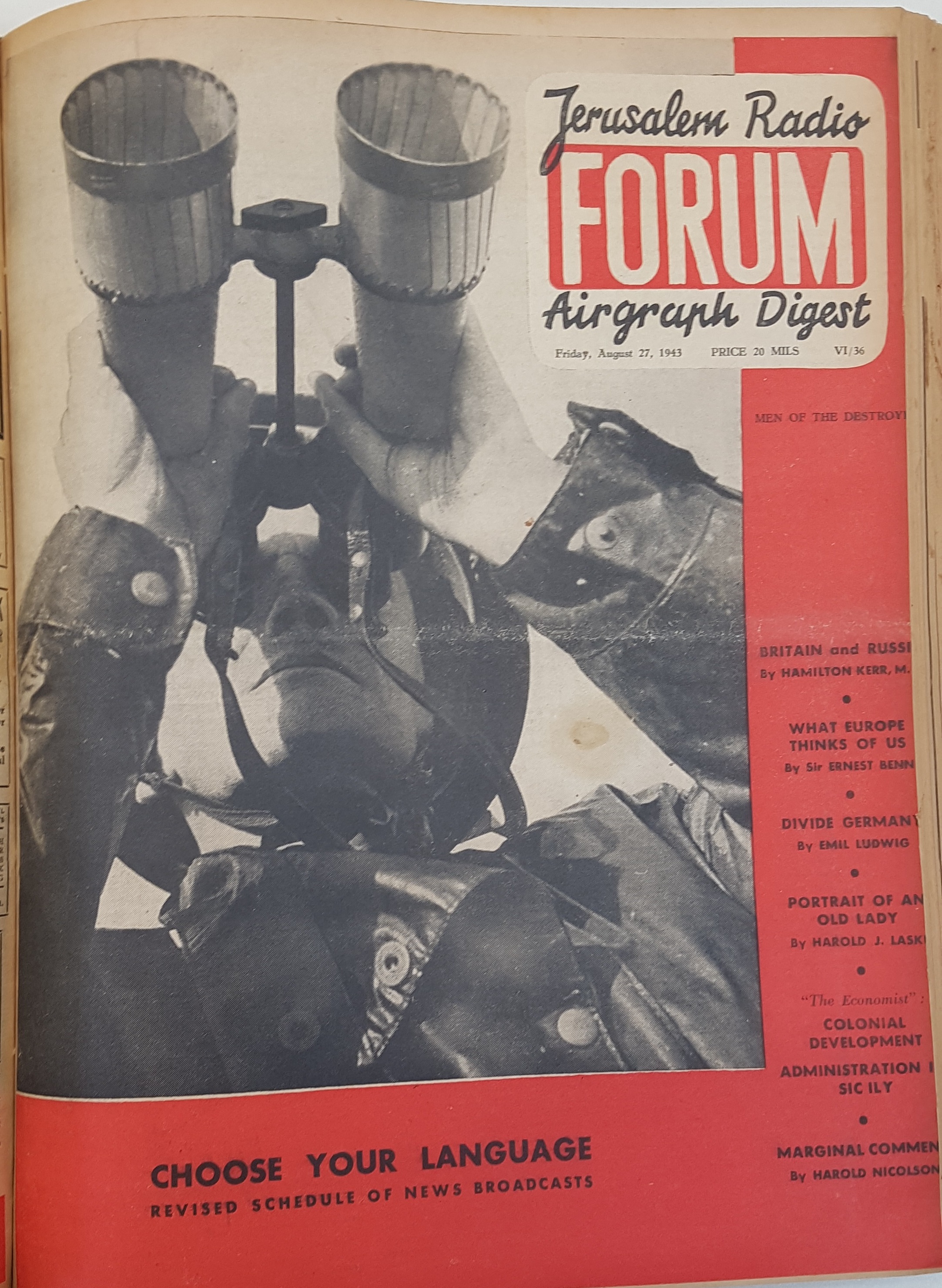 cover page of Forum Vol 6, No 36, Friday, August 27, 1943