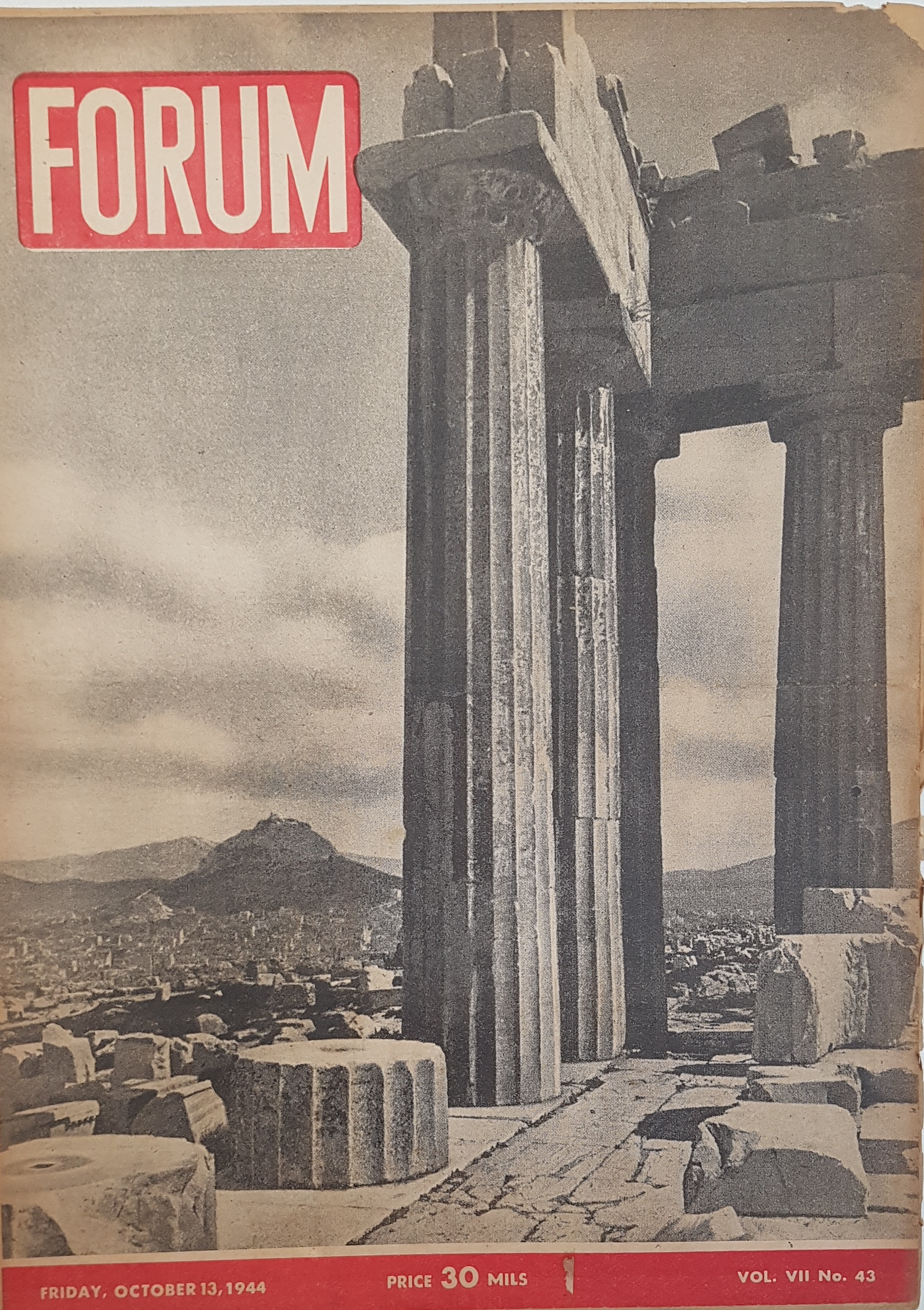 cover page of Forum Vol 7, No. 43, Friday,  October 13, 1944