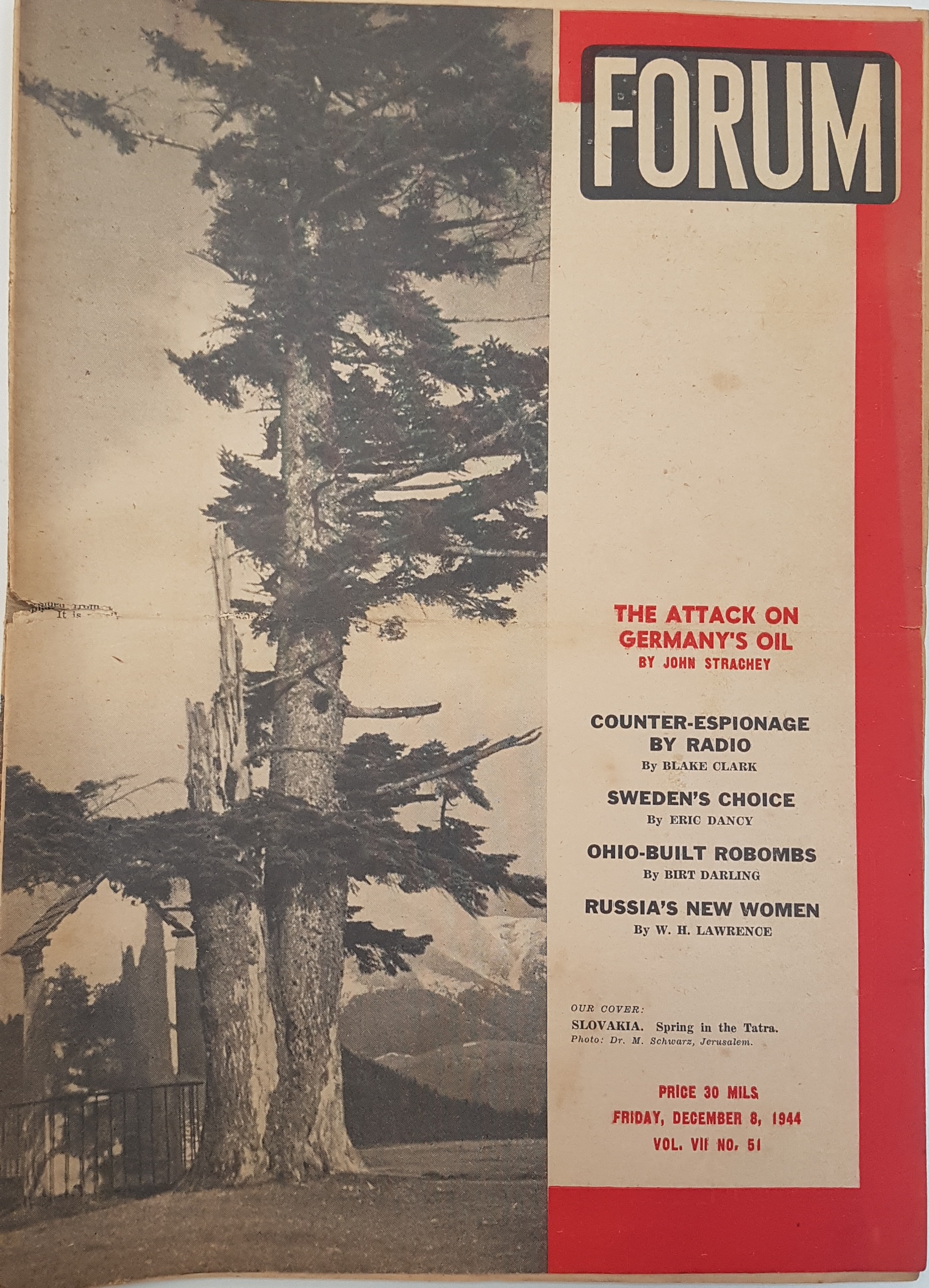 cover page of Forum Vol 7, No 51, Friday,  December 8, 1944