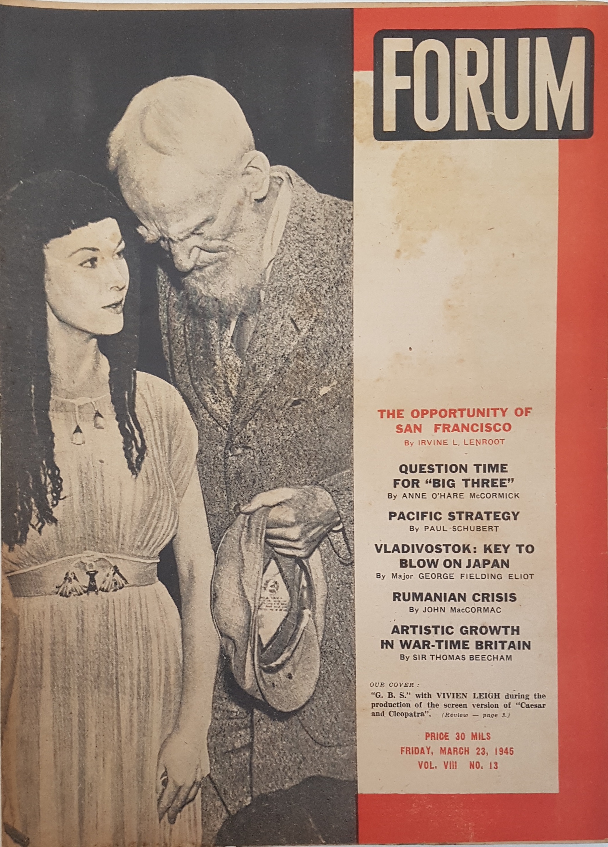 cover page of Forum Vol 8, No. 13,  March 23, 1945