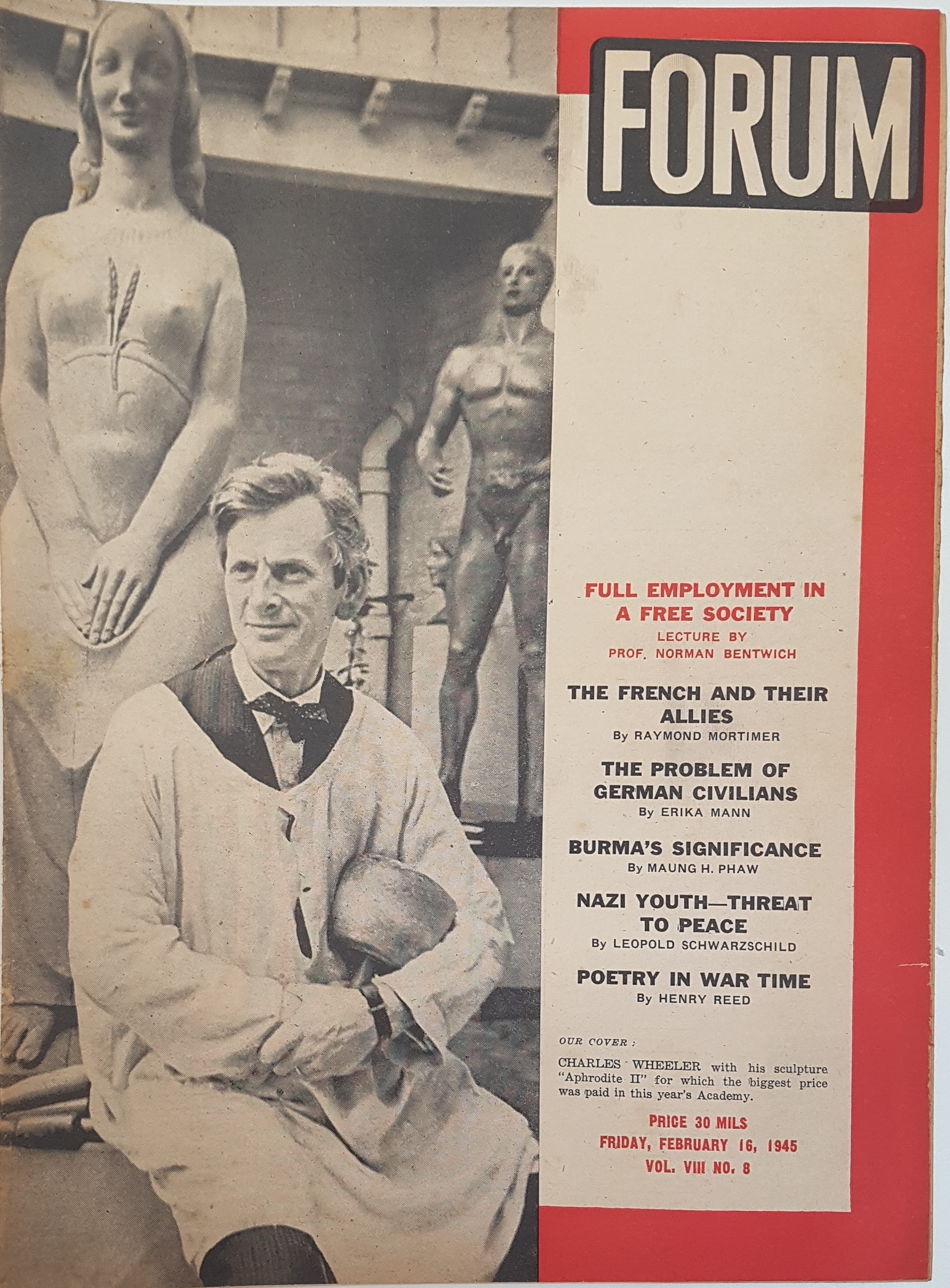 cover page of Forum Vol 8, No. 8,  February 16, 1945