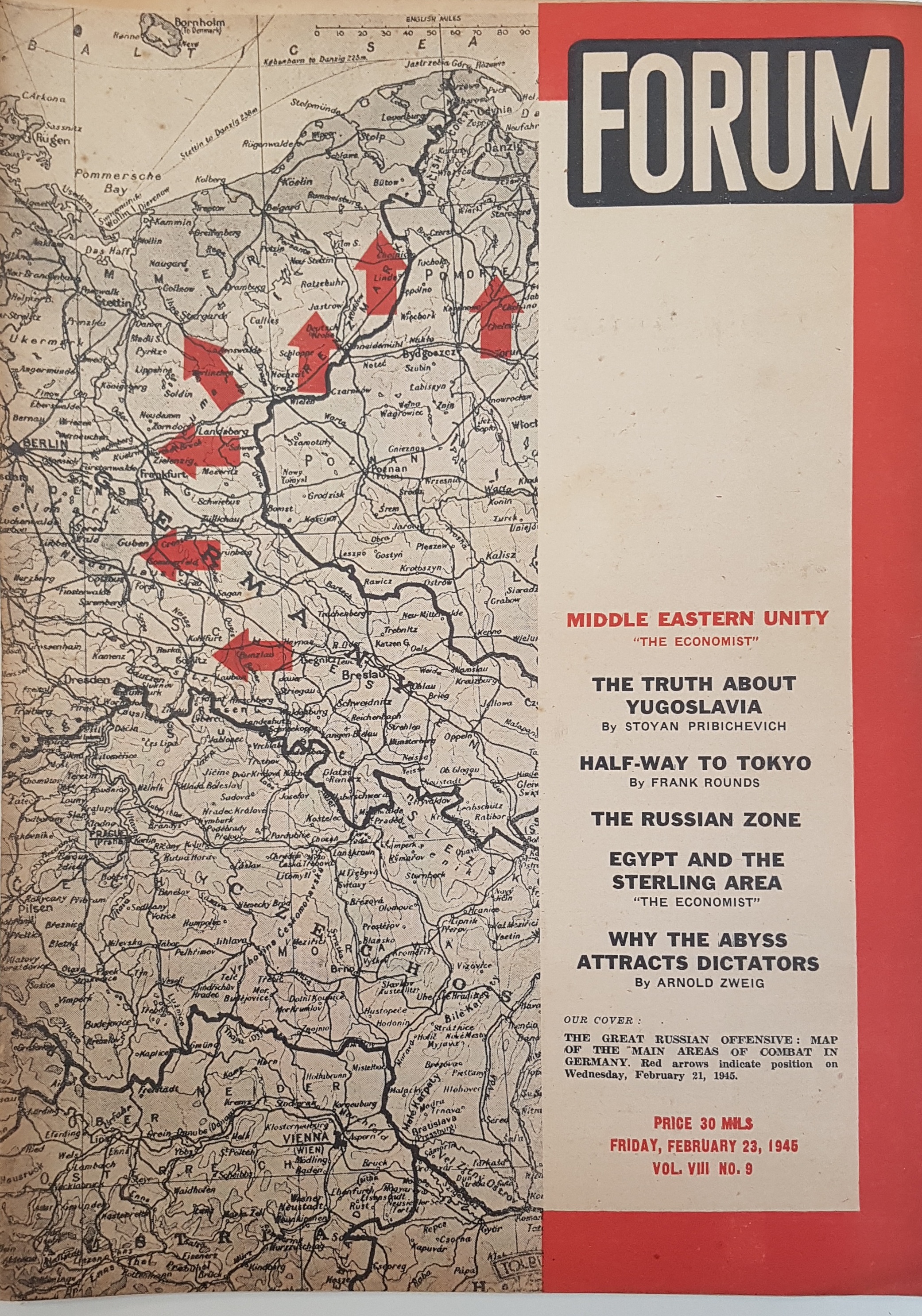 cover page of Forum Vol 7, No. 9,  February 23, 1945